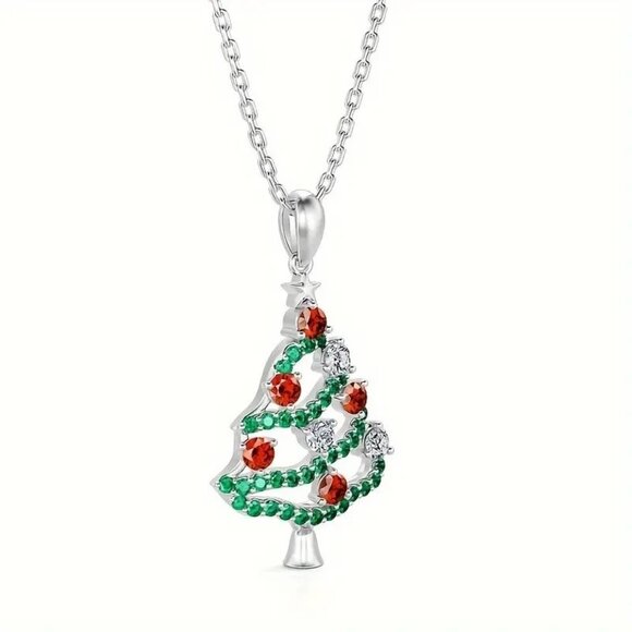 Christmas Tree Necklace New Red Green Crystal Mother Daughter Friend Sis… - Picture 11 of 12